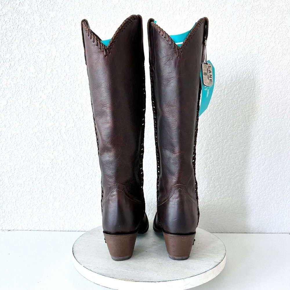 Women’s Brown Leather Heeled Boots - Picture 4 of 12